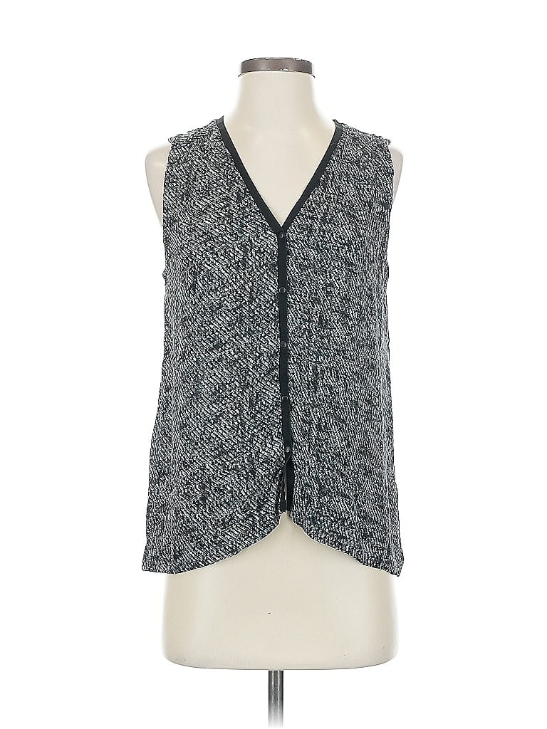Click to view more detailed imagery on our partner's website Pre-owned A.l.c Sleeveless Silk Top Gray Plunge Neckline Tops