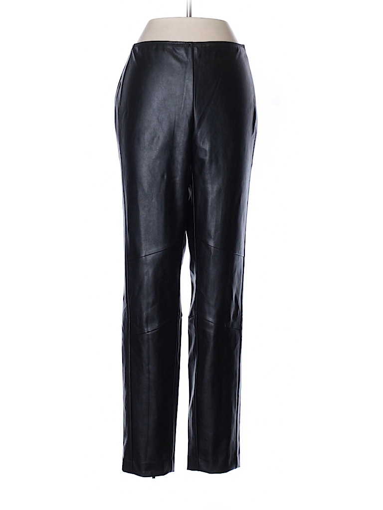 Black Label by Chico's 100% Polyester Solid Black Faux Leather Pants ...
