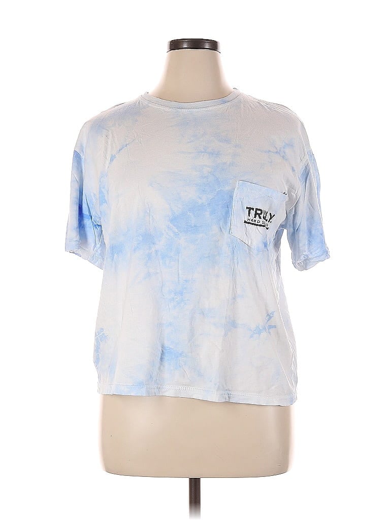Click to view more detailed imagery on our partner's website Pre-owned Unbranded Short Sleeve Top Blue Tie-dye Pattern Crew Neck Tops