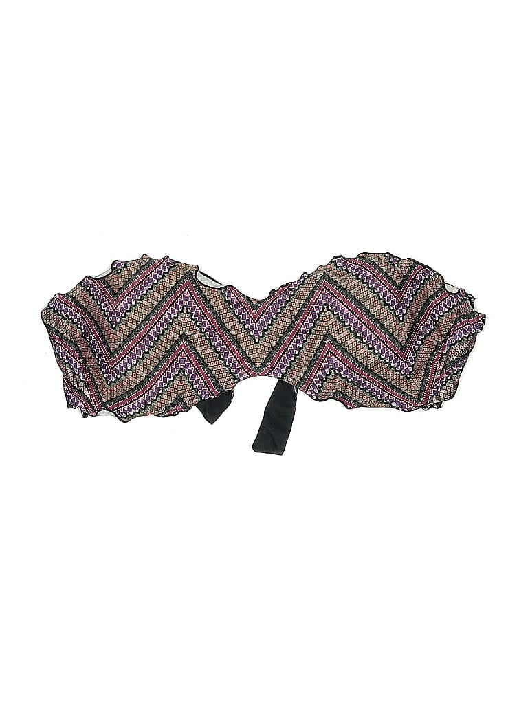 Pre-owned Unbranded Swimsuit Top Black Chevron/herringbone Pattern Swimwear