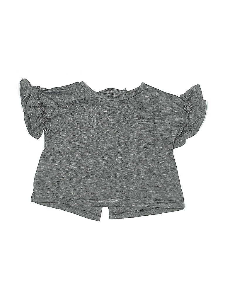 Pre-owned Jessica Simpson Babies' Short Sleeve Top Gray Ruffles Neckline Tops