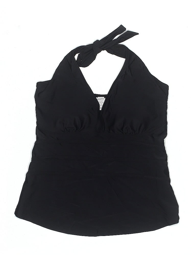 Pre-owned Made With Love Swimsuit Top Black Solid Pattern Swimwear