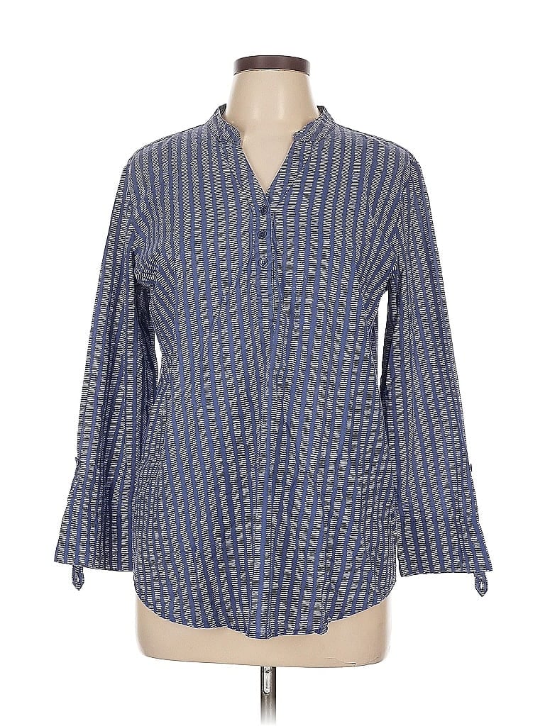 Pre-owned Assorted Brands Long Sleeve Henley Shirt In Blue