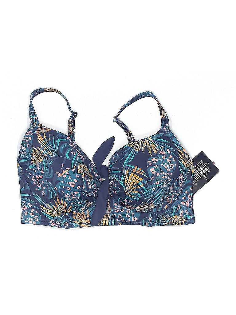 Pre-owned Swimsuits For All Swimsuit Top Blue Tropical Pattern Swimwear