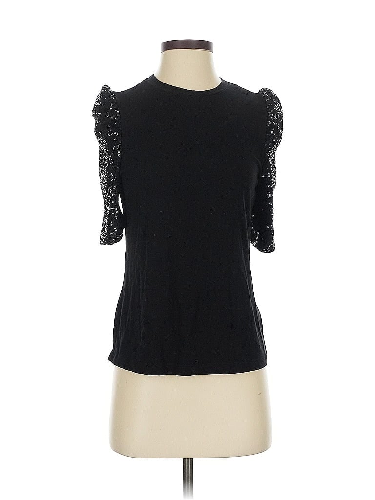 RACHEL ZOE TJX Pre-owned Short Sleeve Top Black Sweetheart Neckline Tops