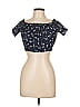 Unbranded 100% Polyester Floral Black Blue Short Sleeve Top Size L - photo 1