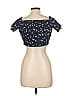 Unbranded 100% Polyester Floral Black Blue Short Sleeve Top Size L - photo 2