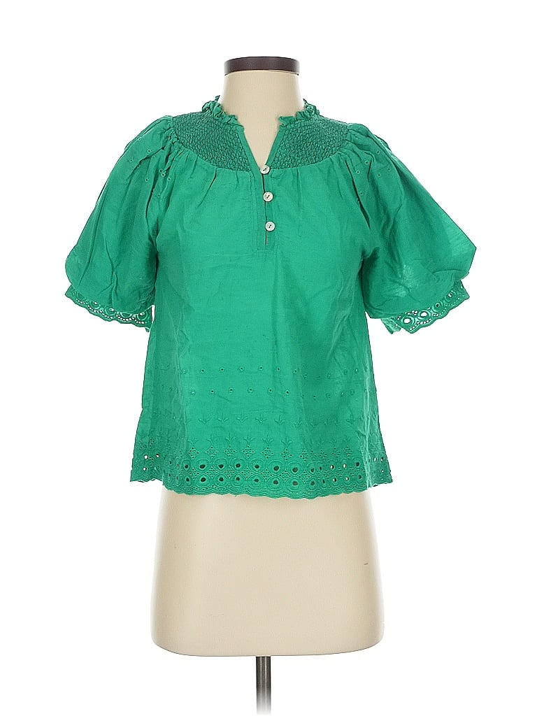 Pre-owned House Of Harlow 1960 Short Sleeve Blouse In Green