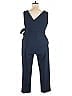 Charles Henry Solid Blue Jumpsuit Size XXL - photo 2