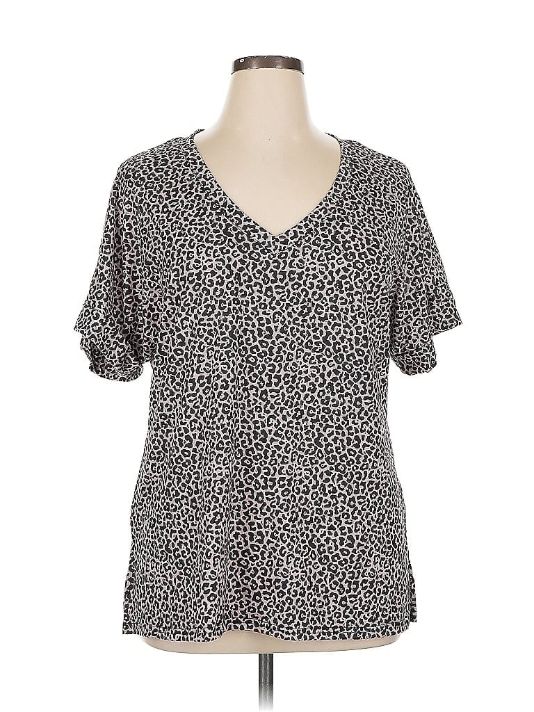 Pre-owned Unbranded Short Sleeve Blouse In Gray