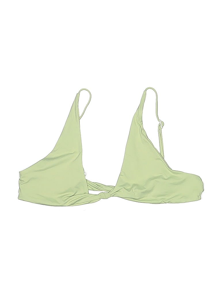 Pre-owned Toast Swim Swimsuit Top Green Solid Pattern Swimwear