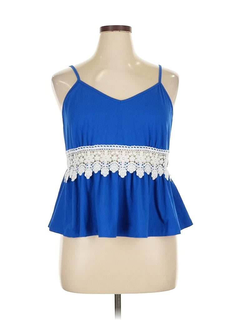 SHEIN CURVE Pre-owned Sleeveless Top Blue Sweetheart Neckline Tops