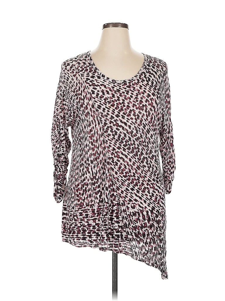 Pre-owned Nic + Zoe 3/4 Sleeve Blouse In Burgundy