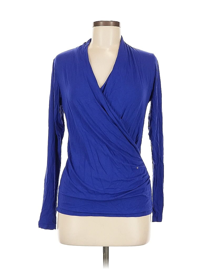 Pre-owned Pure Collection Long Sleeve Blouse In Blue