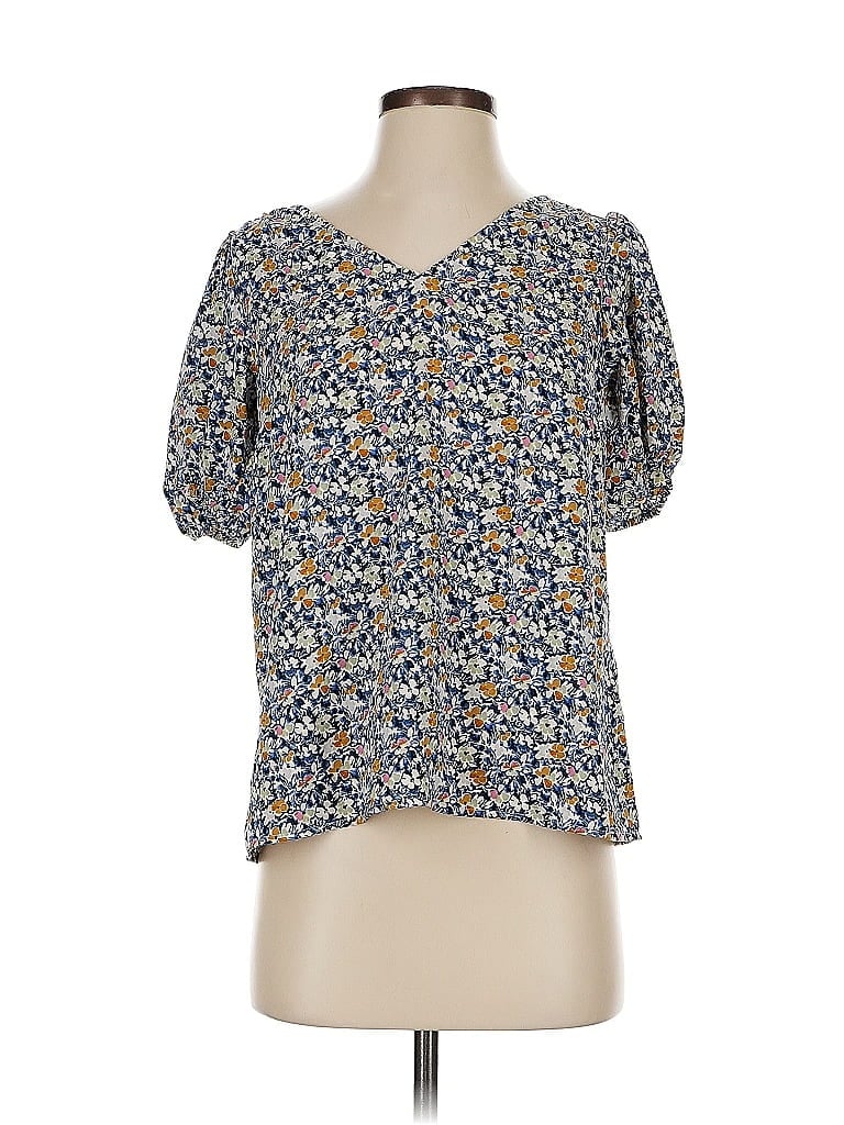 Pre-owned Lc Lauren Conrad Short Sleeve Blouse In Blue