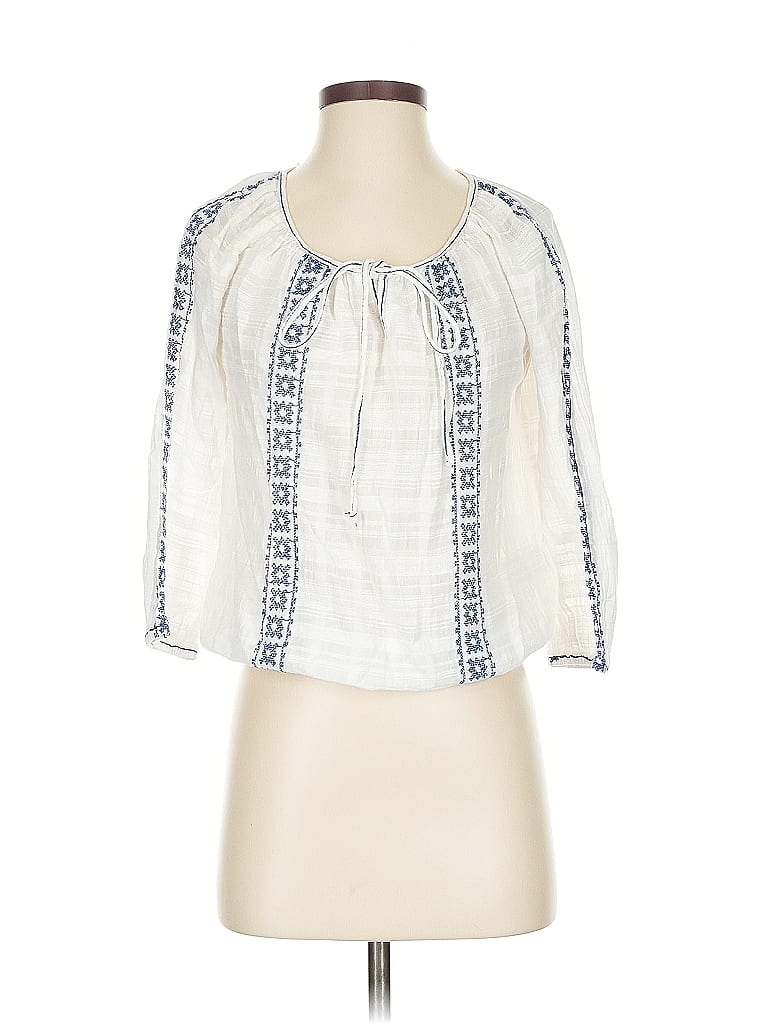 Pre-owned Max Studio 3/4 Sleeve Blouse In White