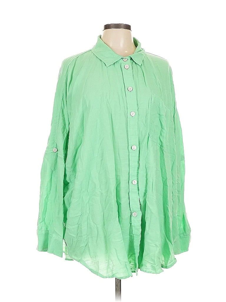 Pre-owned American Eagle Outfitters Long Sleeve Button Down Shirt In Green