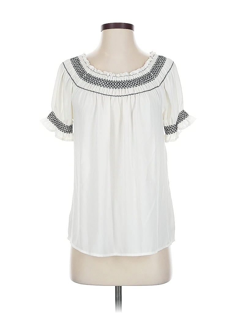 Pre-owned Express Short Sleeve Blouse In White