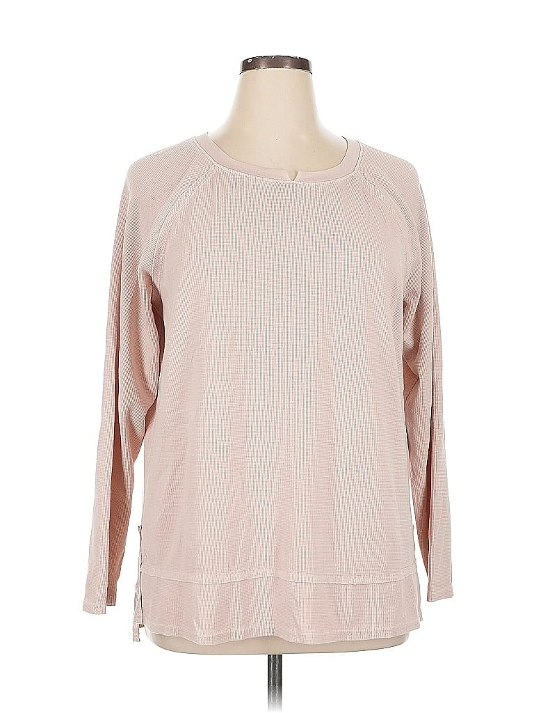Pre-owned Caslon Long Sleeve Top Pink Crew Neck Tops