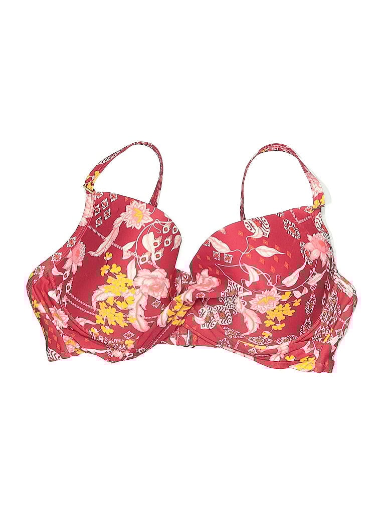 Pre-owned Sea Level Australia Swimsuit Top Red Floral Pattern Swimwear