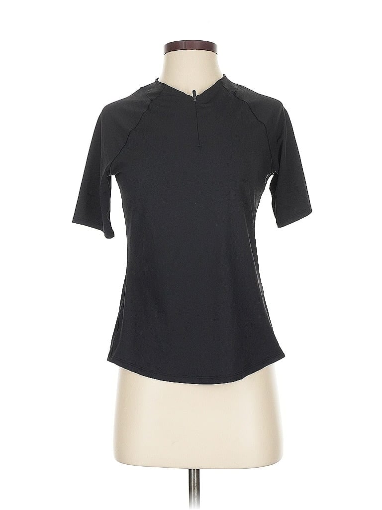 Pre-owned Athleta Short Sleeve Turtleneck In Black