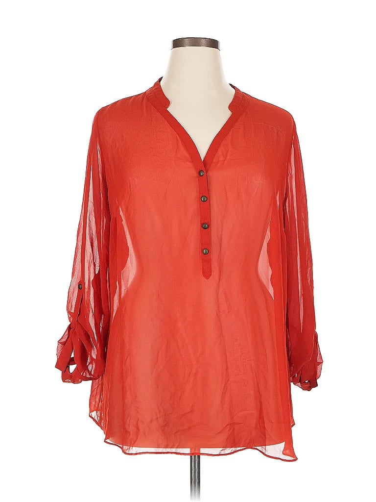 Pre-owned A.n.a. A New Approach 3/4 Sleeve Blouse In Red
