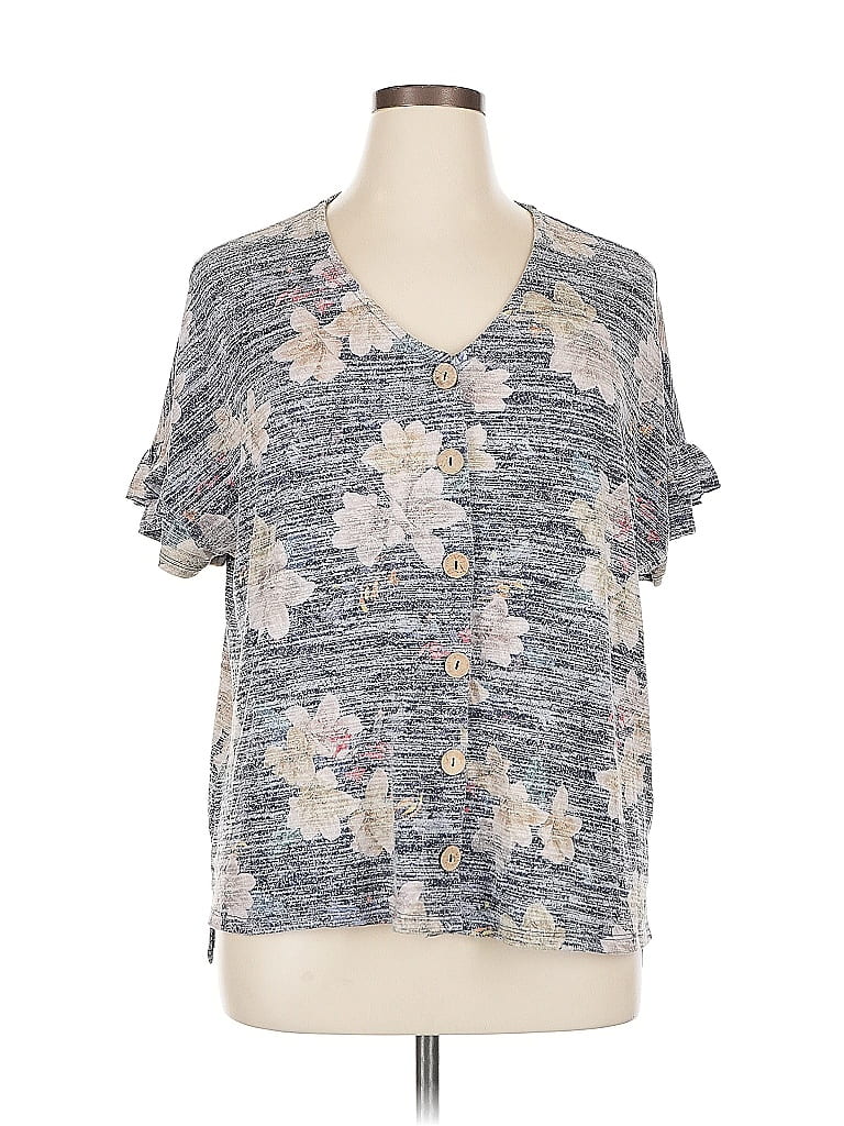 CUPIO Pre-owned Short Sleeve Blouse In Gray