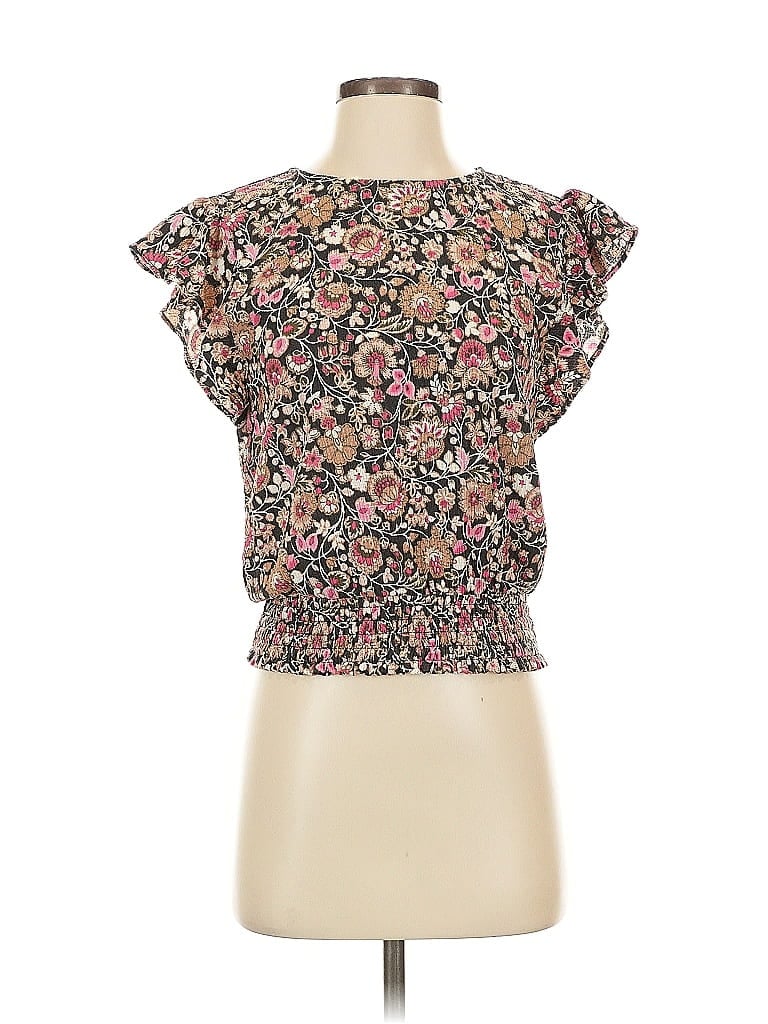 ANN TAYLOR Pre-owned Short Sleeve Top Pink Ruffles Neckline Tops