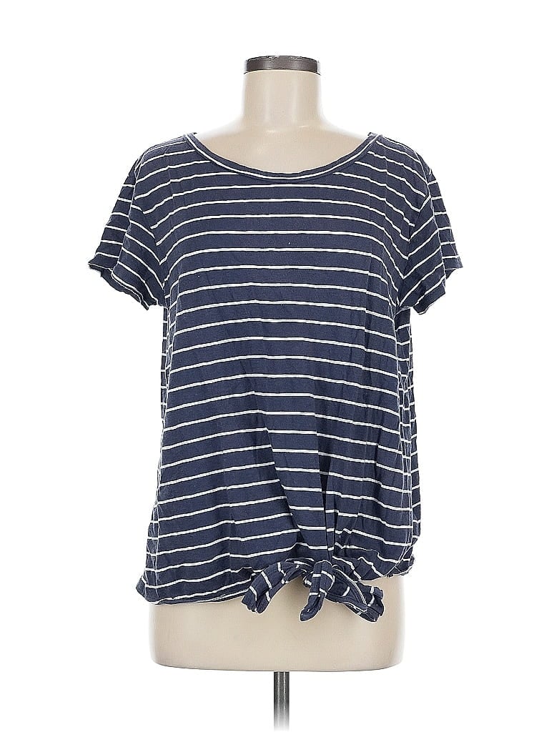 Pre-owned Caslon Short Sleeve Top Blue Crew Neck Tops