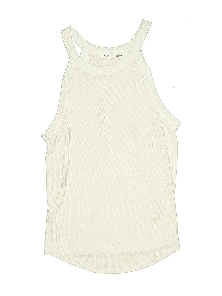 Pre-owned Caution To The Wind Kids' Tank Top White Halter Neckline Tops