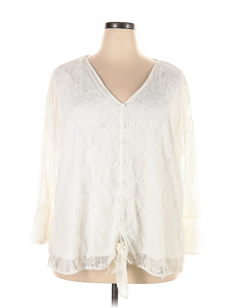 Pre-owned Andree By Unit 3/4 Sleeve Blouse In White