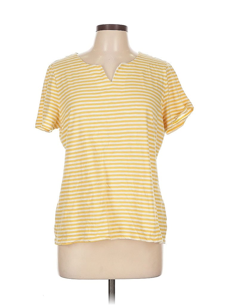 Pre-owned Talbots Outlet Short Sleeve Henley Shirt In Yellow