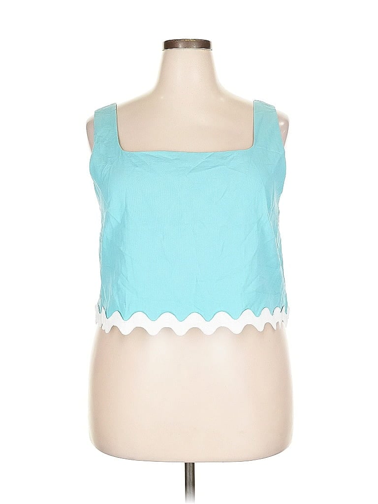 PRETTYGARDEN Pre-owned Tube Top Teal Sweetheart Neckline Tops In Blue