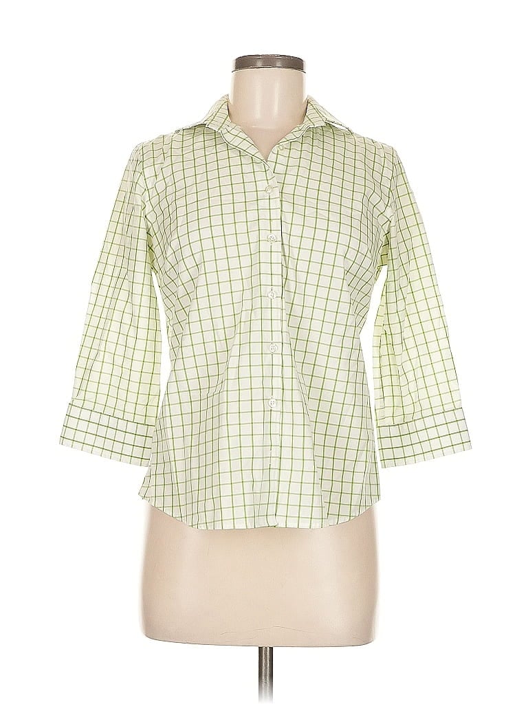 Click to view more detailed imagery on our partner's website Pre-owned Lands' End 3/4 Sleeve Button Down Shirt In Green