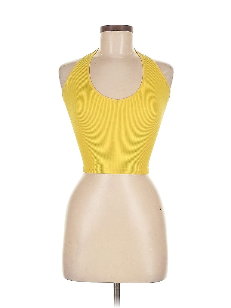 Pre-owned Out From Under Tank Top Yellow Halter Neckline Tops