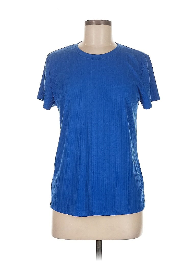 Pre-owned Ann Taylor Loft Outlet Short Sleeve Top Blue Crew Neck Tops