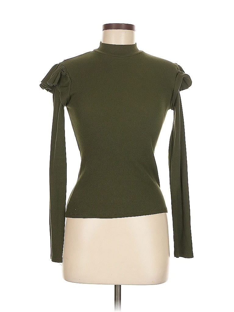 Pre-owned Trafaluc By Zara Long Sleeve Top Green Turtleneck Tops