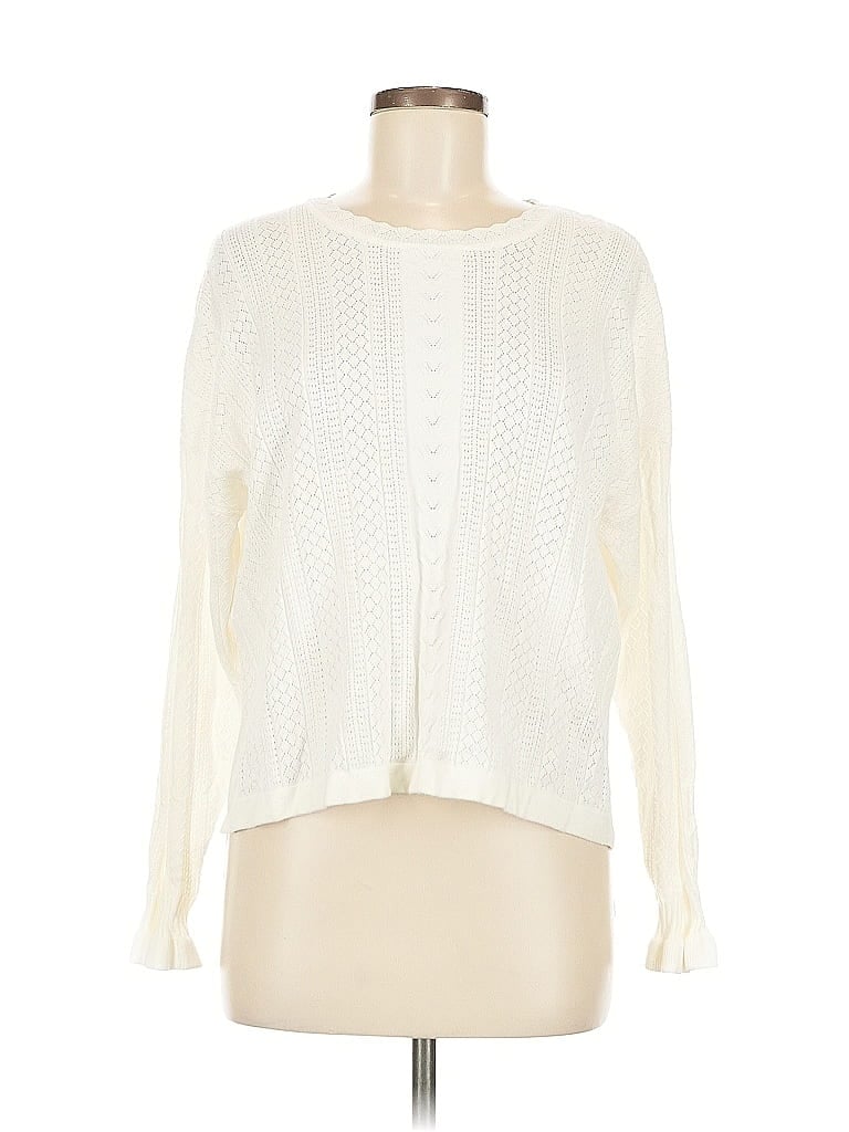 Pre-owned Adrianna Papell Long Sleeve Blouse In White