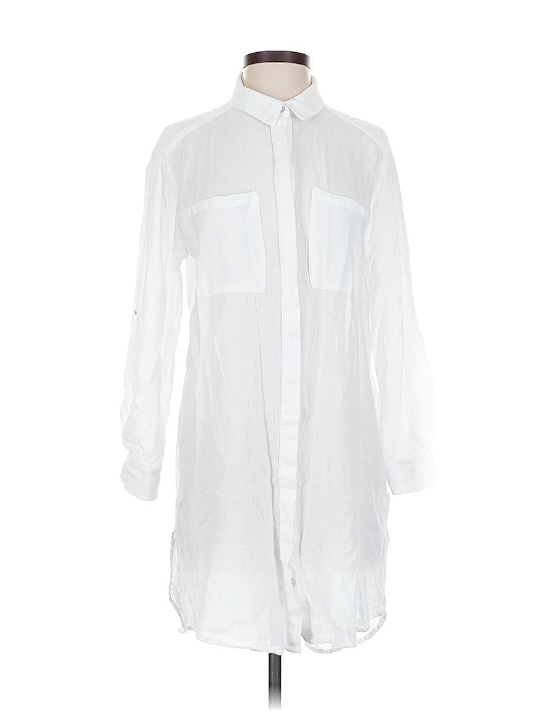 Pre-owned Seafolly 3/4 Sleeve Button Down Shirt In White