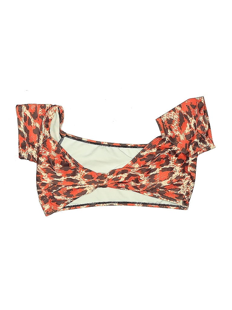 Pre-owned Unbranded Swimsuit Top Orange Animal Print Pattern Swimwear