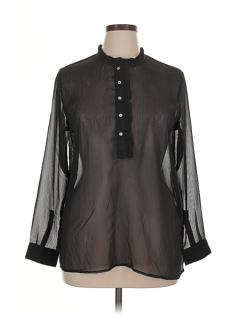 Pre-owned H&m Long Sleeve Blouse In Black