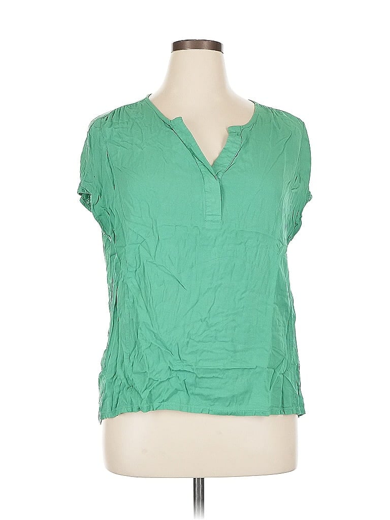 Pre-owned Nine West Short Sleeve Blouse In Green