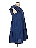 Unbranded Solid Blue Casual Dress Size L - photo 4