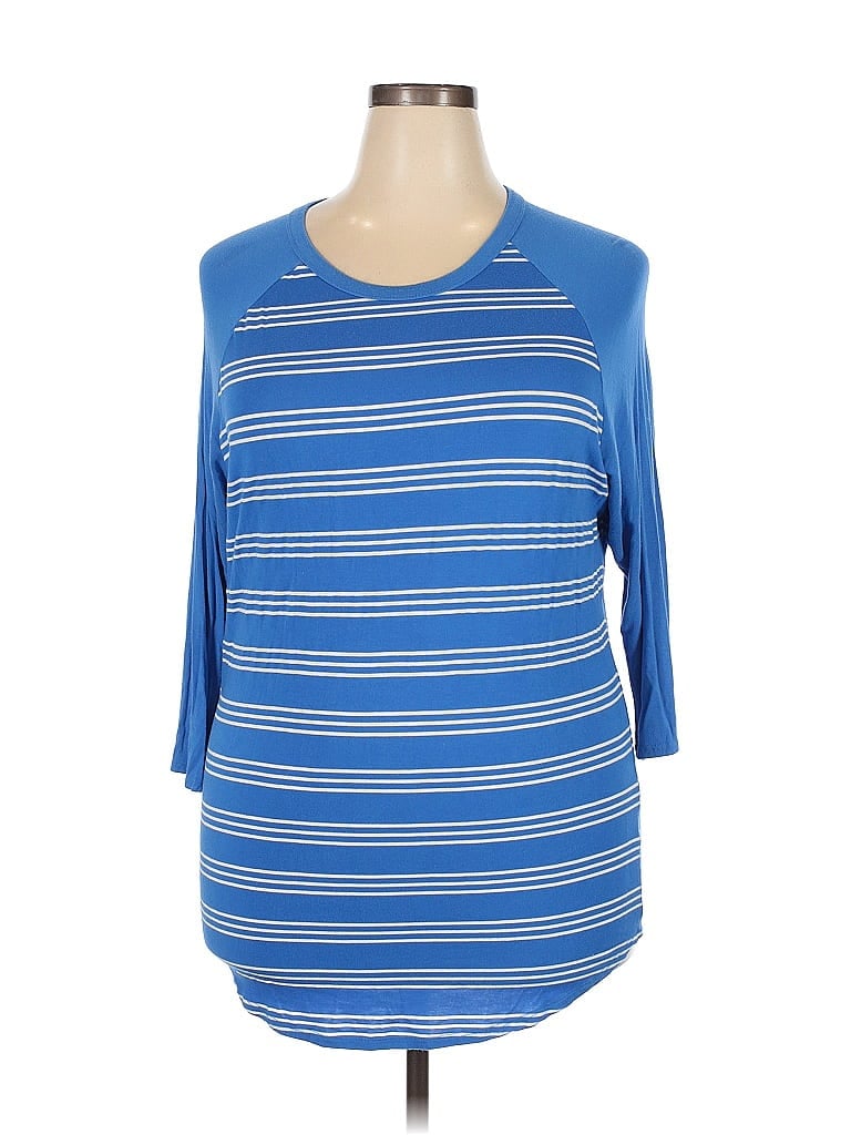 Pre-owned Lularoe 3/4 Sleeve T-shirt In Blue