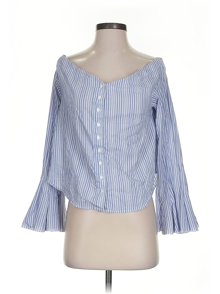 Pre-owned Free People 3/4 Sleeve Blouse In Blue