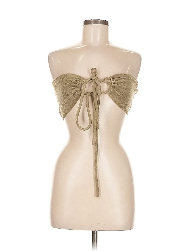 JLUXLABEL Pre-owned Sleeveless Top Tan Strapless Neckline Tops In Brown