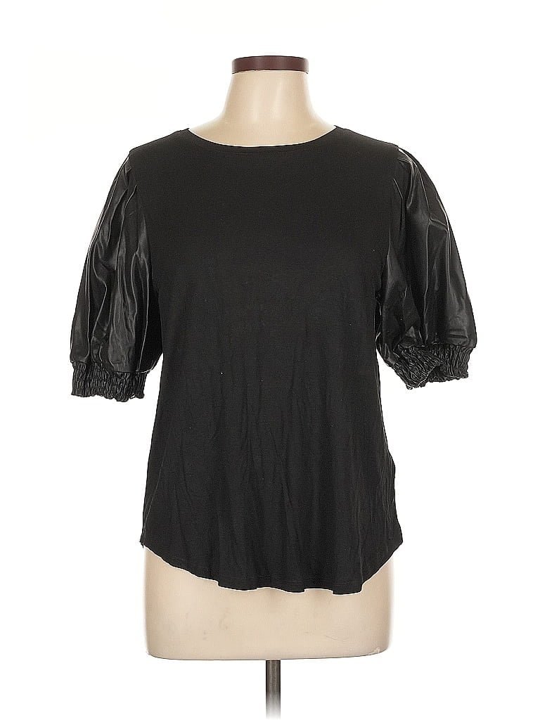 Pre-owned Another Love Short Sleeve Top Black Cold Shoulder Neckline Tops