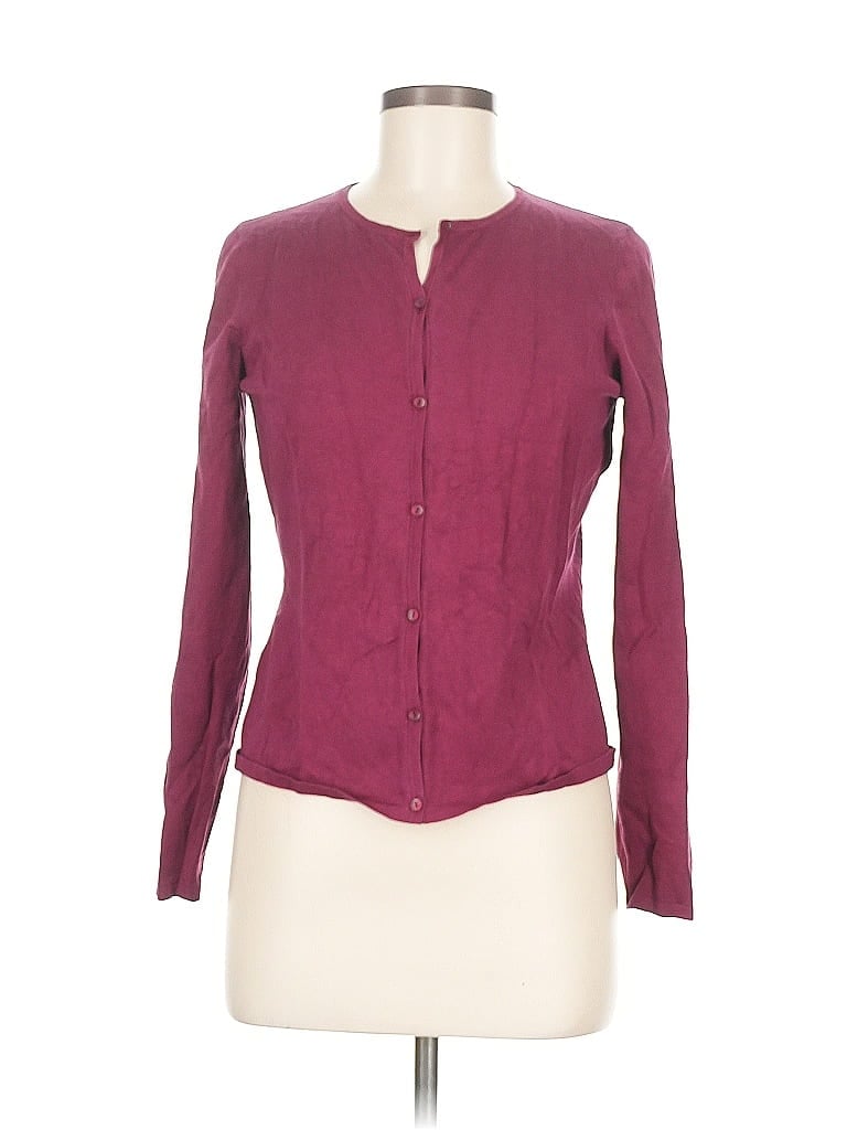 Pre-owned Ann Taylor Factory Cardigan Sweater In Burgundy