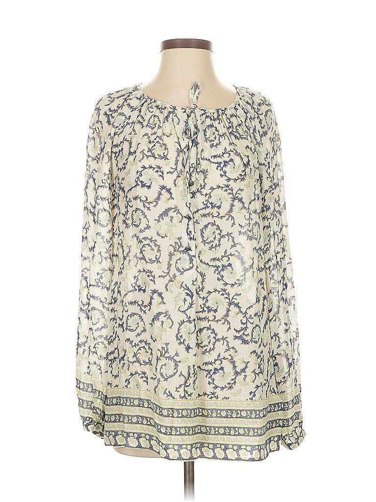 Pre-owned Lucky Brand Long Sleeve Blouse In White