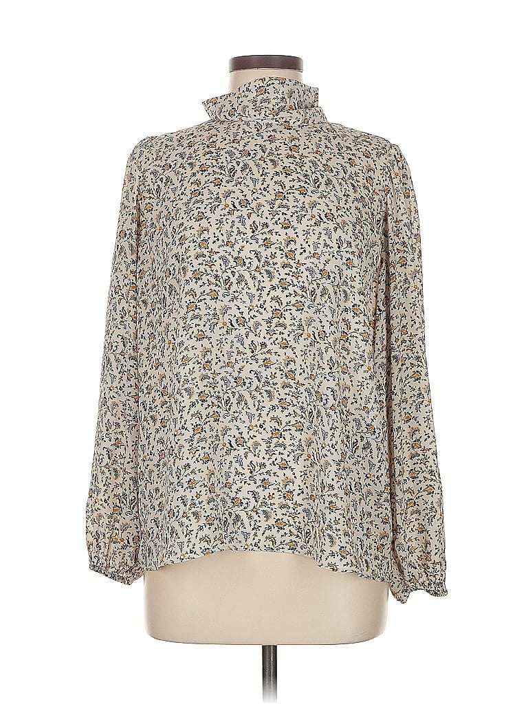 Pre-owned Ann Taylor Factory Long Sleeve Blouse In White